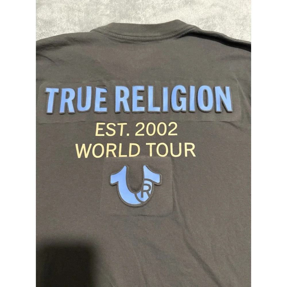 True Religion Men's Small Pop Out Print Gray T-Shirt Short Sleeve